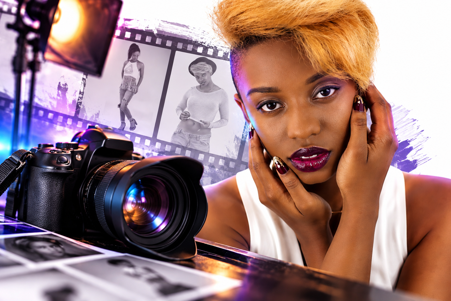 Editorial portrait photography with professional camera and studio lighting