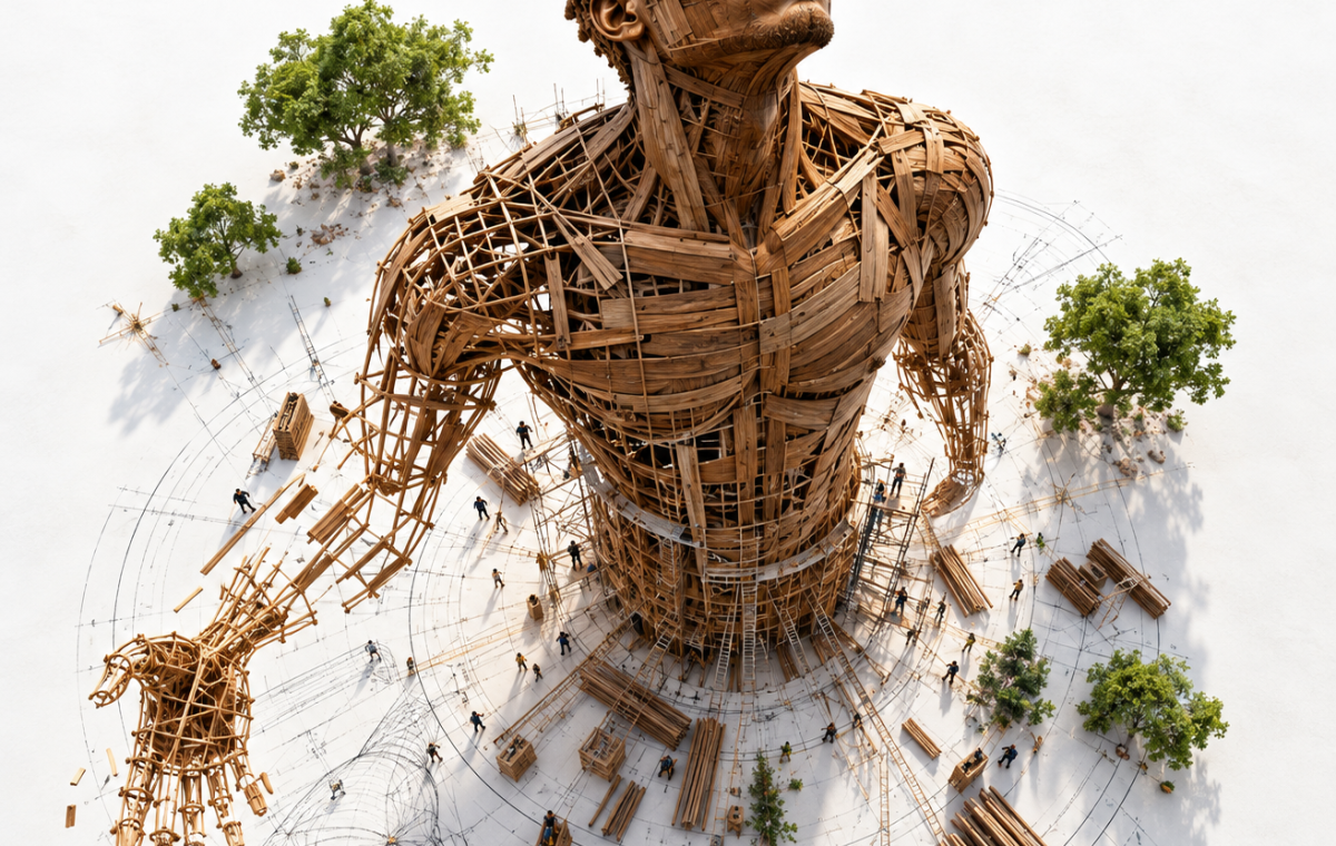 Blueprinting A Colossal Wooden Figure