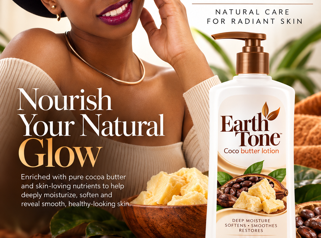 Earth Tone Cocoa Butter Lotion Ad