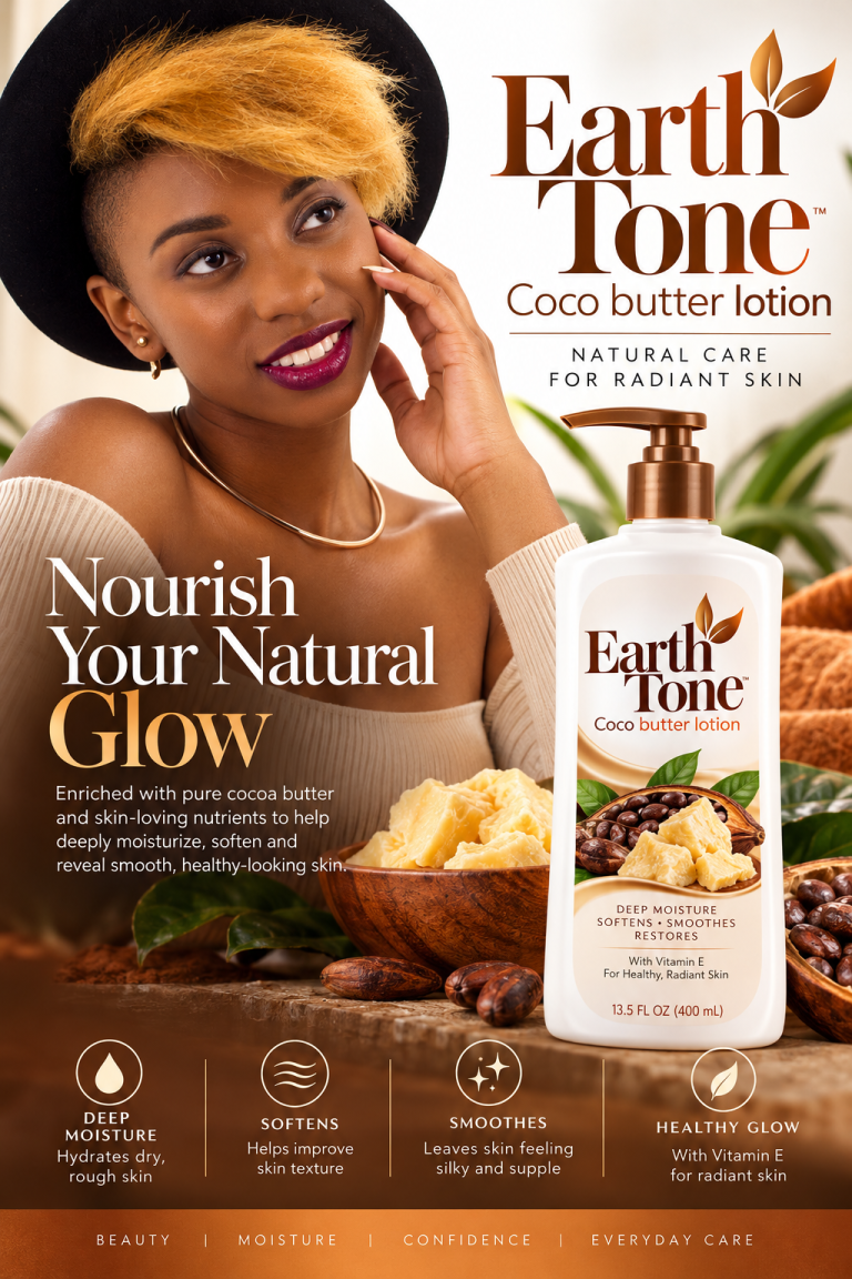 Earth Tone Cocoa Butter Lotion Ad