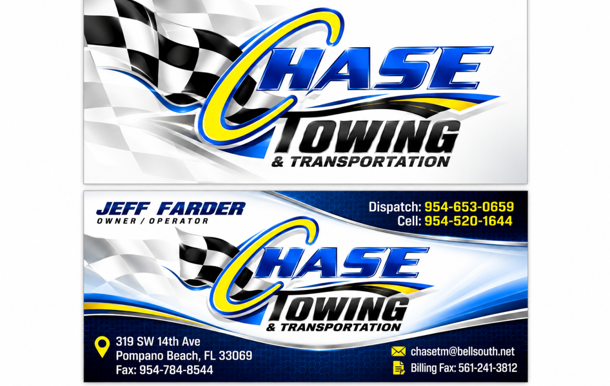 Glossy Chase Towing Business Cards