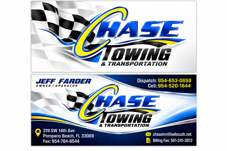 Glossy Chase Towing Business Cards