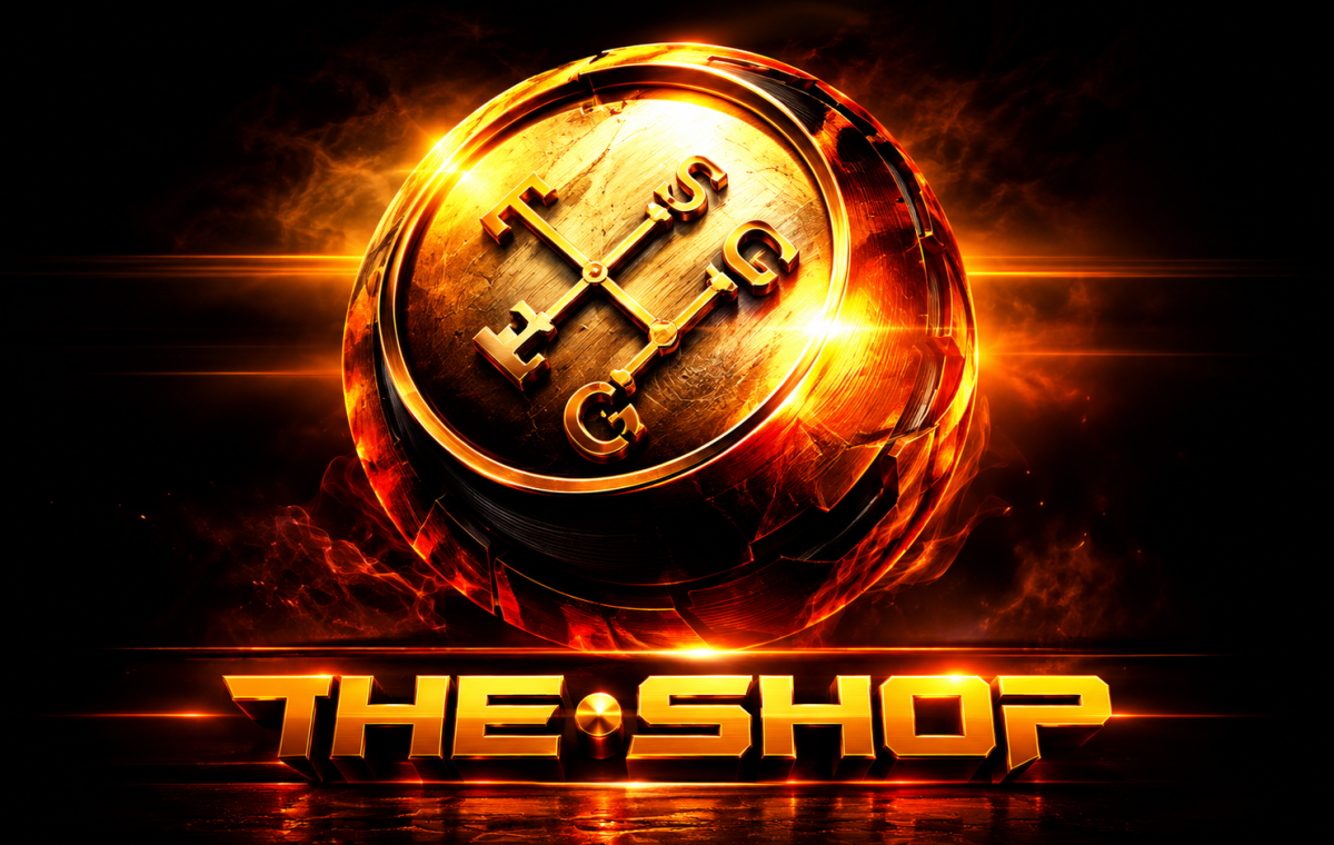 The Shop Glowing Gold Gear Emblem