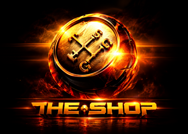 The Shop Glowing Gold Gear Emblem
