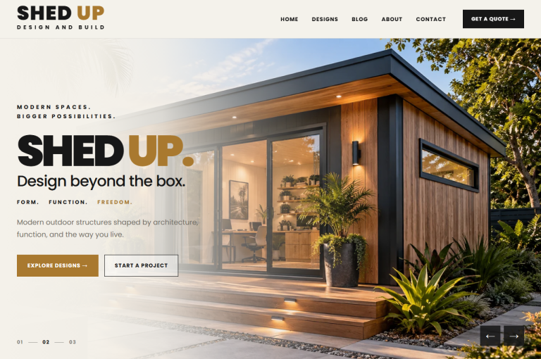 Shed Up Design and Build website preview